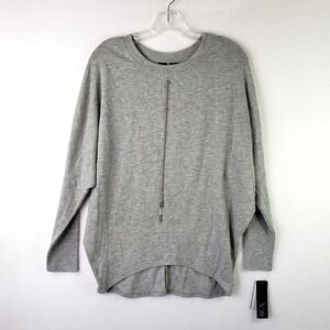 BCX‎ Tunic Womens Small Light Gray Long Sleeve Dolman Top with Necklace Office